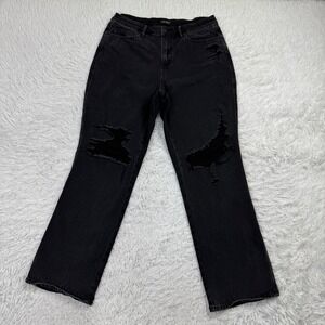 Judy Blue Pants Womens 16W Black 90s High Waisted Distressed Straight Leg Jeans